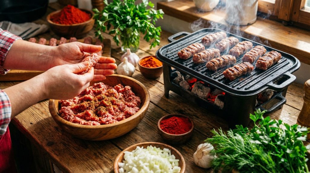 objevte, jak připravit čevabčiči podle tradiční receptury a užijte si autentickou balkánskou chuť přímo u vás doma.