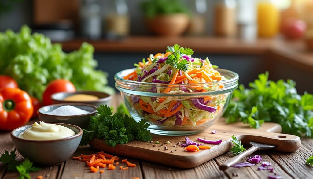 naučte se, jak snadno připravit tradiční coleslaw salát doma s naším jednoduchým receptem plným čerstvé zeleniny a krémové zálivky.