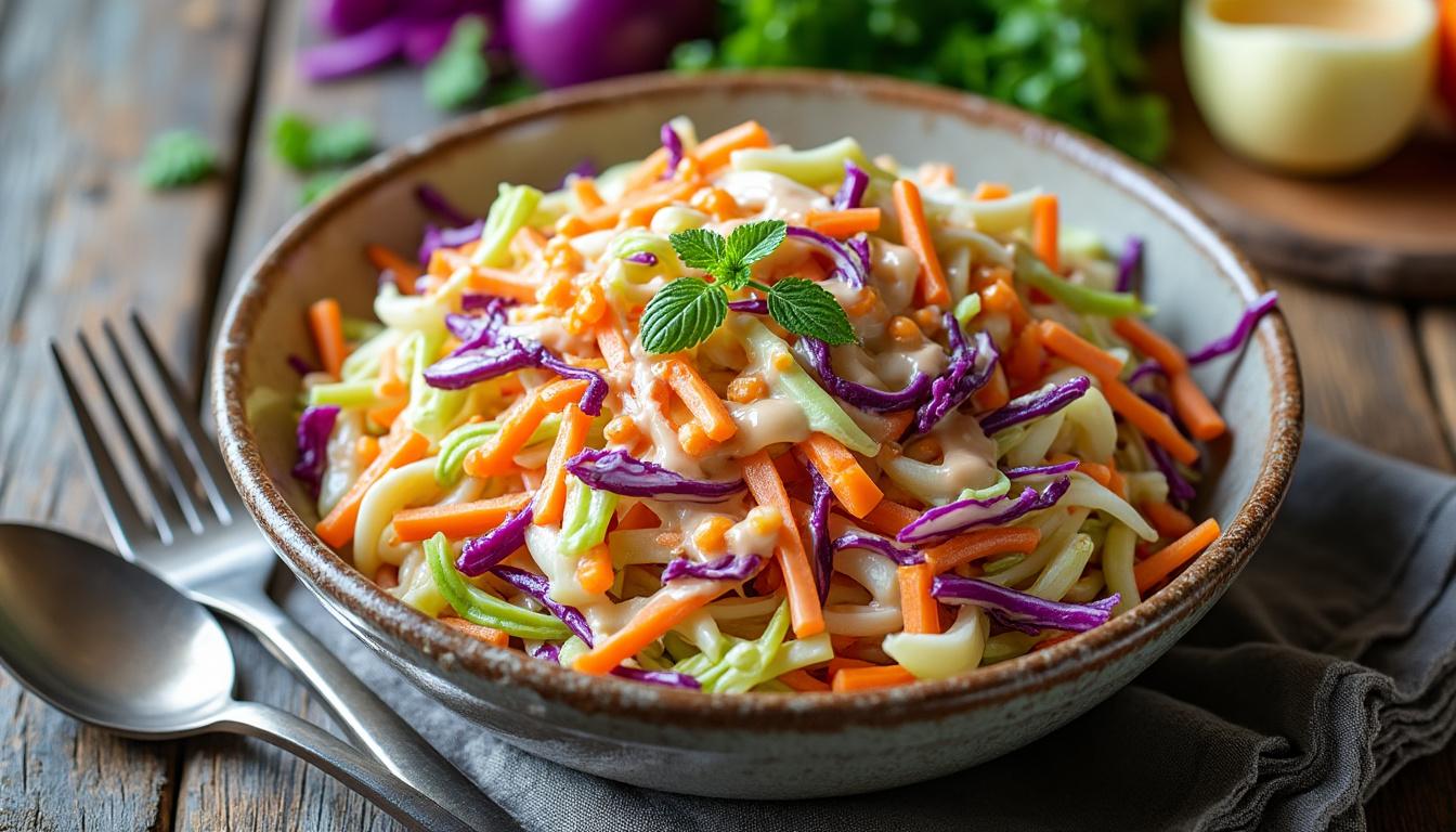 objevte jednoduchý a chutný recept na domácí coleslaw, který okouzlí vaše chuťové pohárky. naučte se připravit osvěžující salát snadno a rychle.