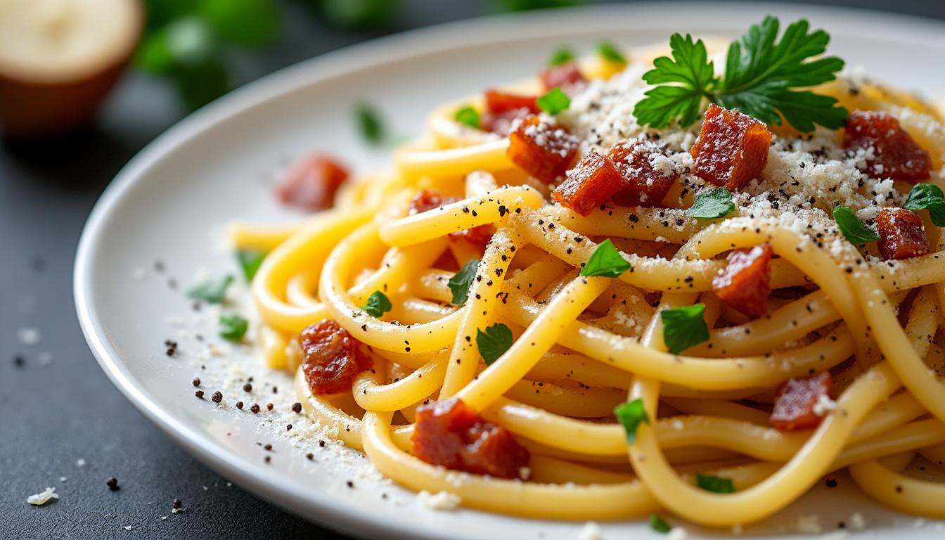 naučte se připravit tradiční italské carbonara podle autentického receptu s jednoduchými ingrediencemi a postupem krok za krokem.