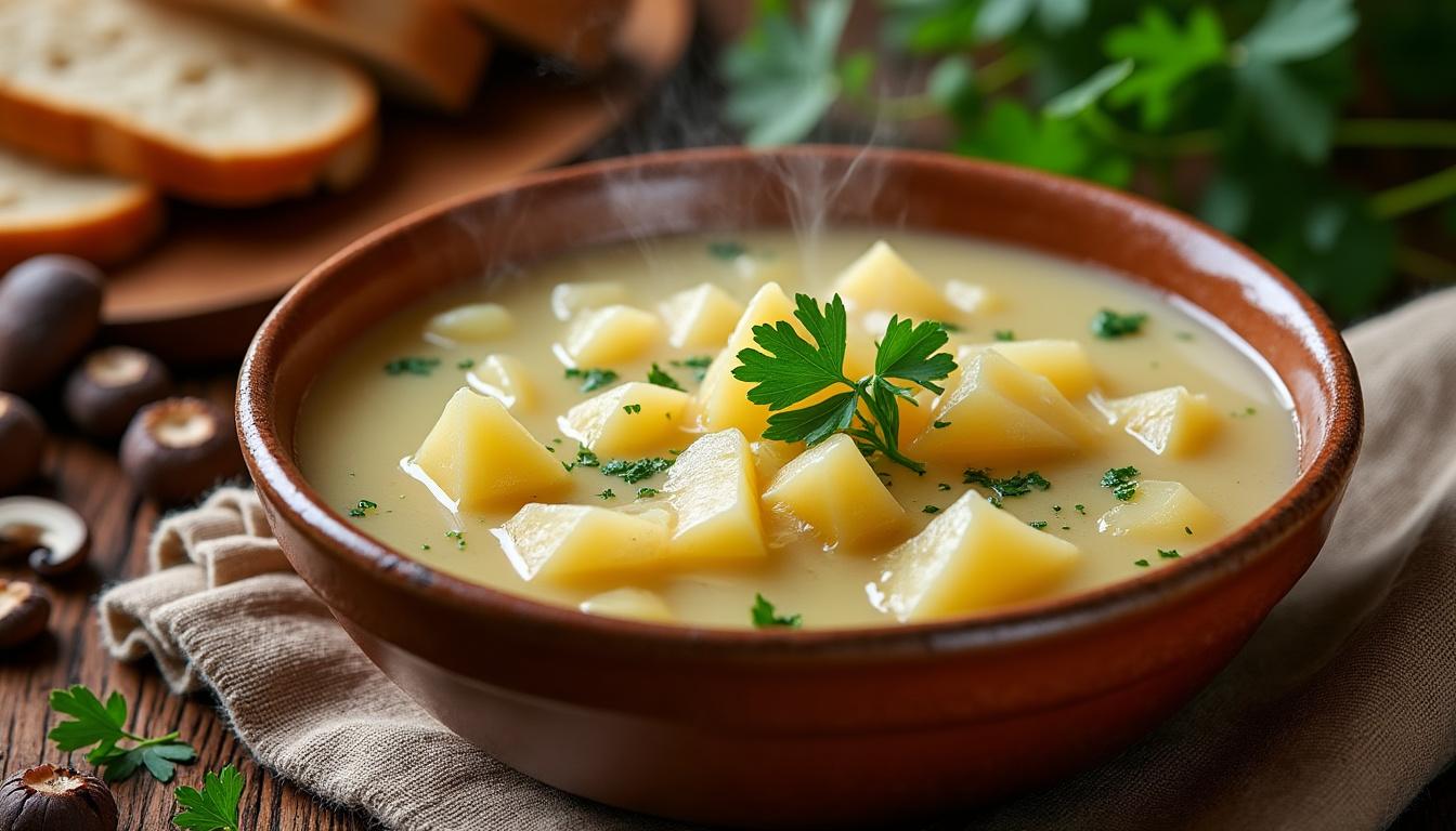 objevte tradiční český recept na bramboračku – chutná polévka plná zeleniny a bylinek, připravená krok za krokem pro vaši domácí kuchyni.