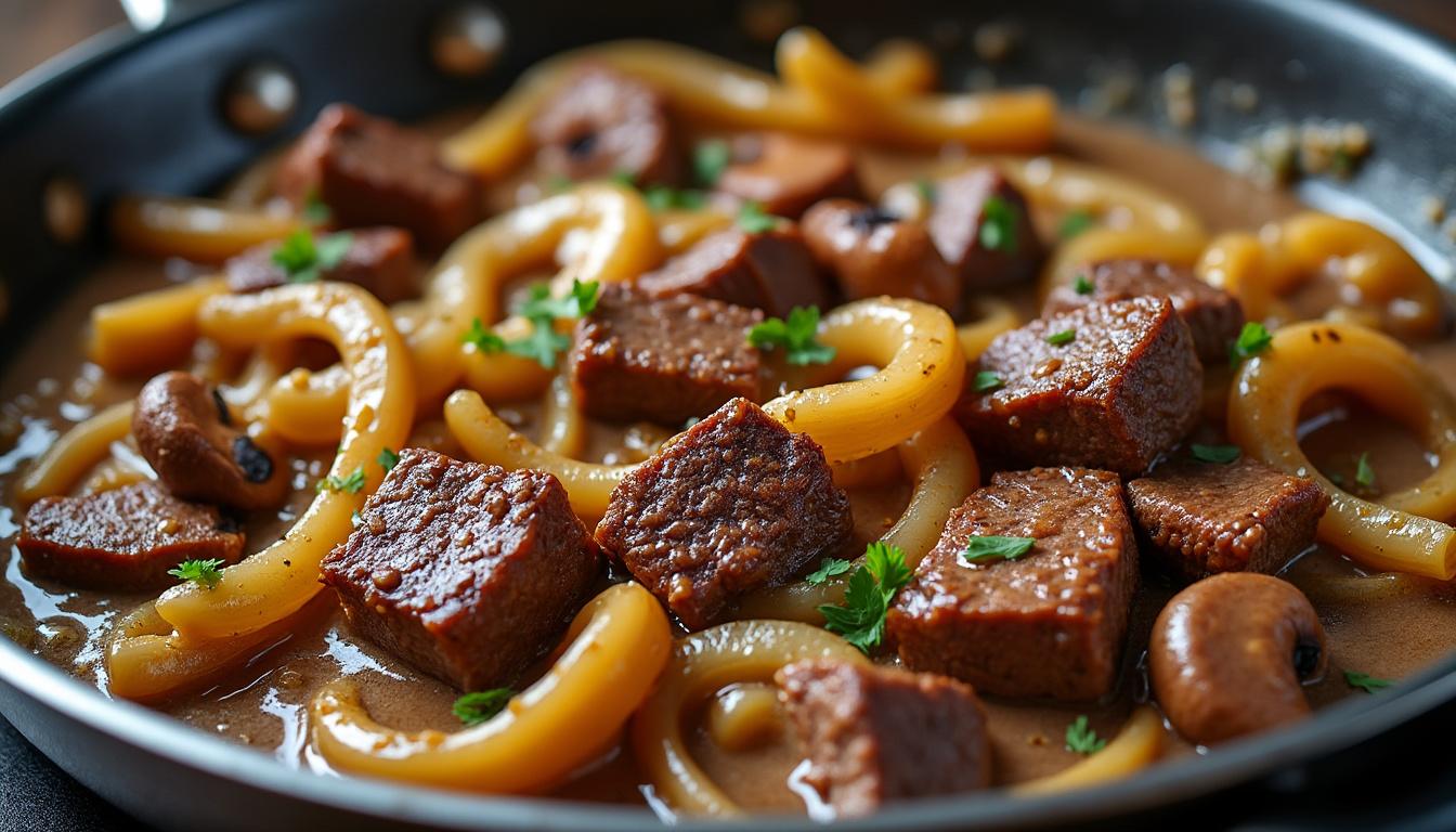 objevte jednoduchý recept na chutný hovězí stroganov, který si snadno připravíte doma. naučte se krok za krokem, jak dosáhnout perfektní chuti této klasické ruské speciality.