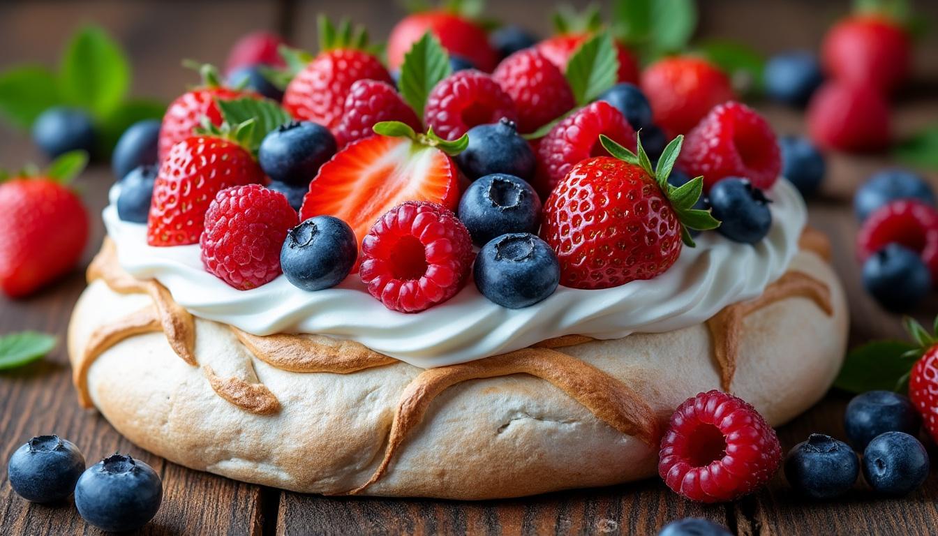 objevte jednoduchý a rychlý recept na lahodný dezert pavlova, který si snadno připravíte doma. naučte se krok za krokem vytvořit dokonalý sněhový korpus s čerstvým ovocem.