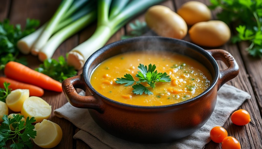objevte tradiční recept na babiččinu pórkovou polévku, lahodný a zdravý pokrm vhodný k přípravě každý den.